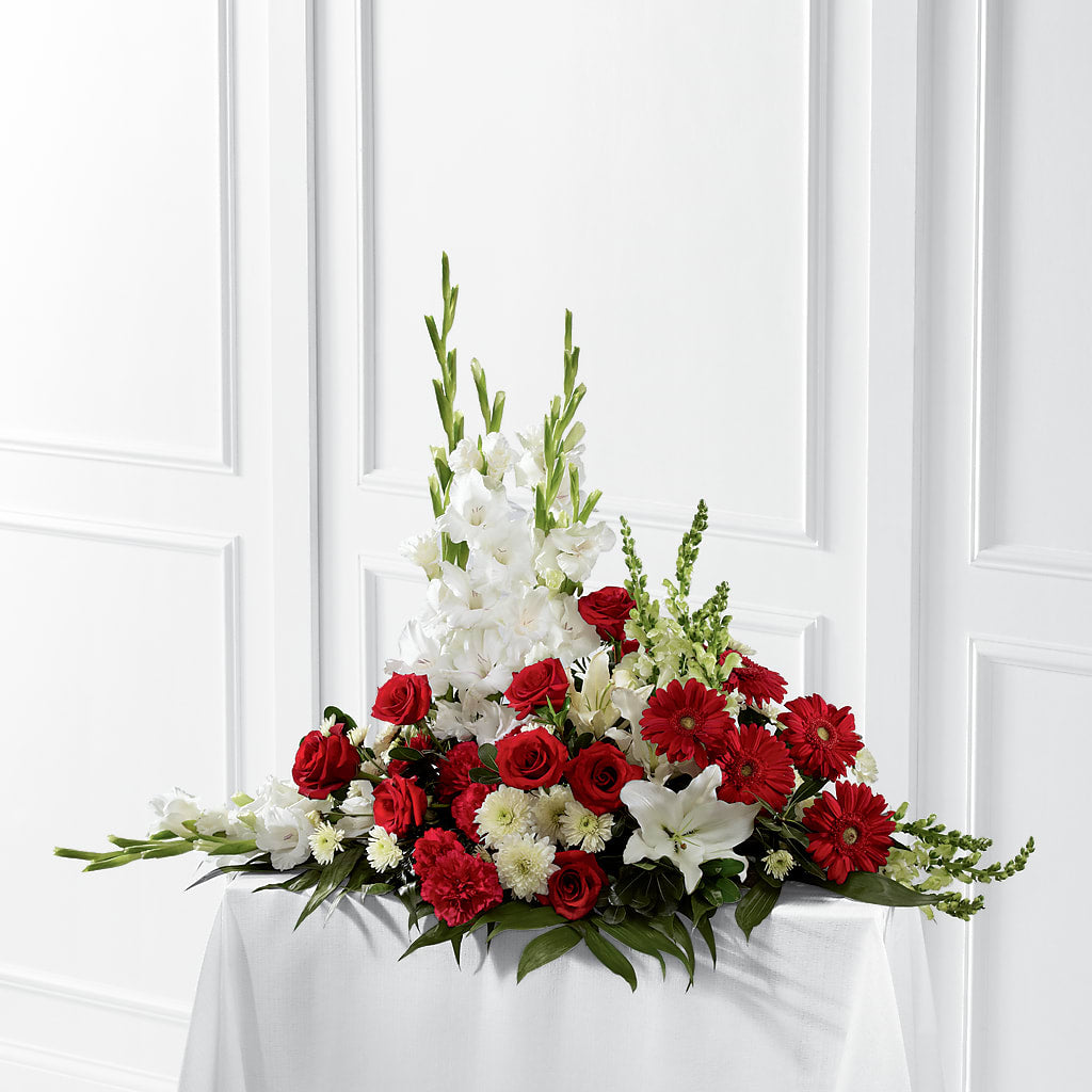 Crimson & White Arrangement – Unique Flowers And Wedding, Dania Beach FL