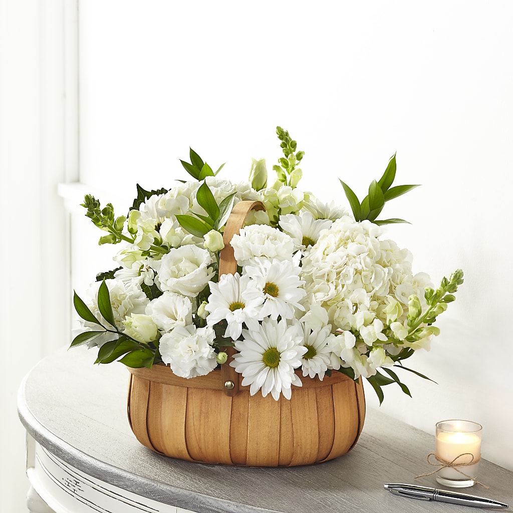 Pure Ivory Basket – Unique Flowers And Wedding, Dania Beach FL