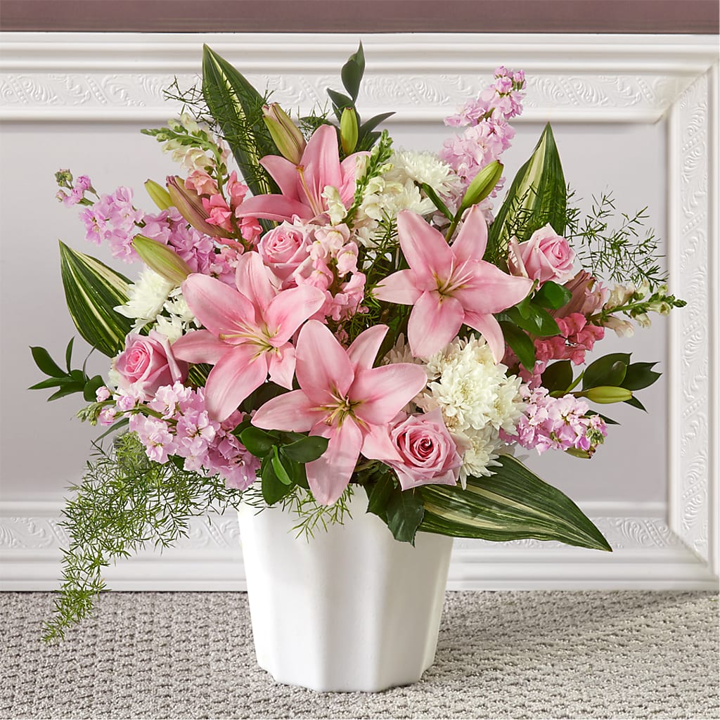 Simply Serene Floor Basket – Unique Flowers And Wedding, Dania Beach FL