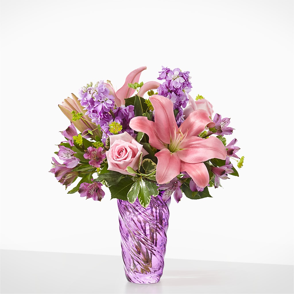 Precious Petals Bouquet with Luxe Swirl Vase – Unique Flowers And Wedding, Dania Beach FL
