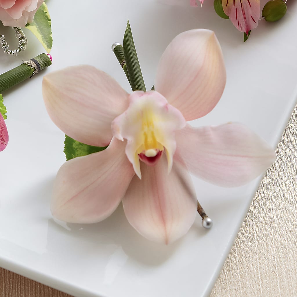 Pink Cymbidium Boutonniere – Unique Flowers And Wedding, Dania Beach FL