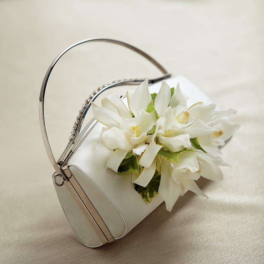 White Purse Decor – Unique Flowers And Wedding, Dania Beach FL