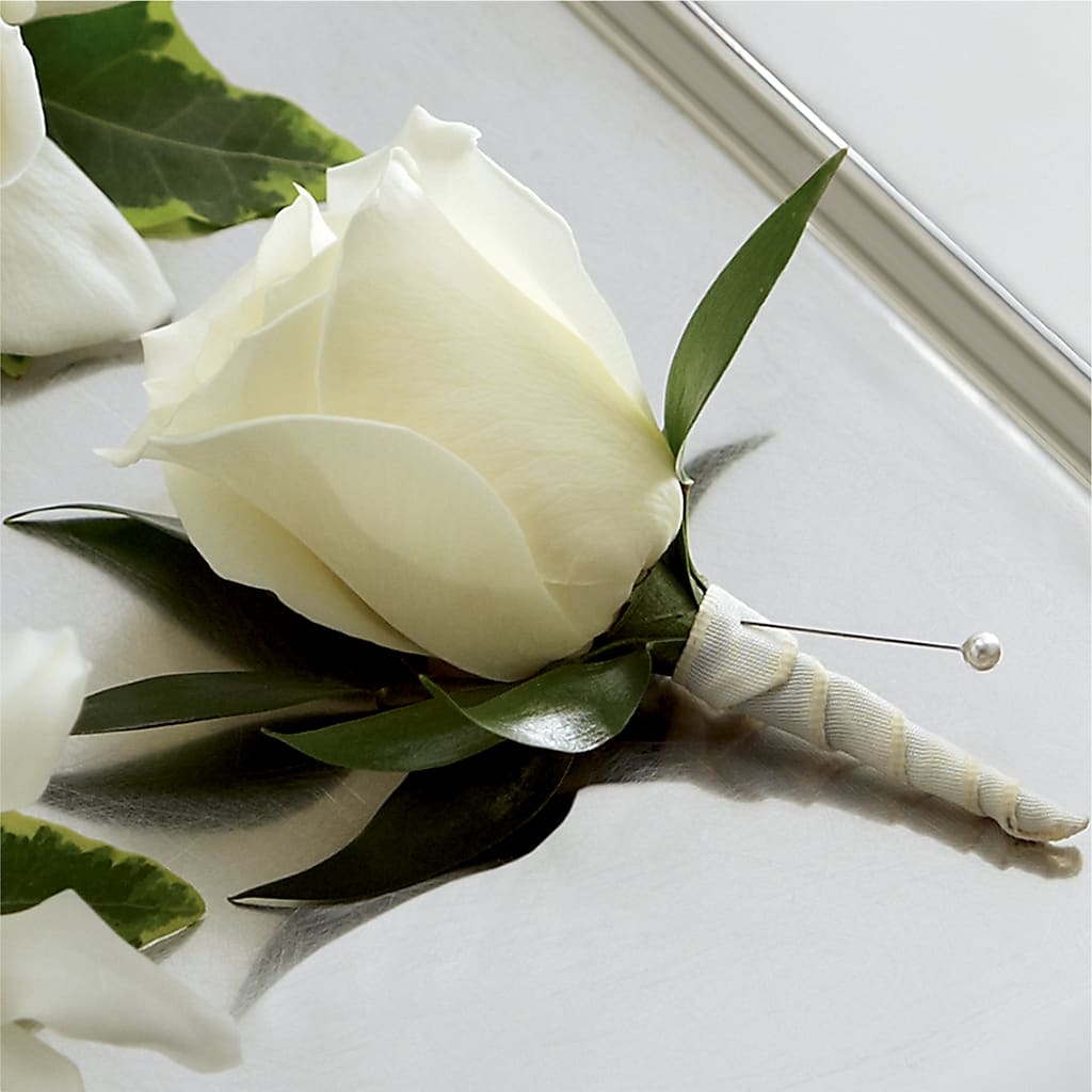 White Rose Boutonniere – Unique Flowers And Wedding, Dania Beach FL