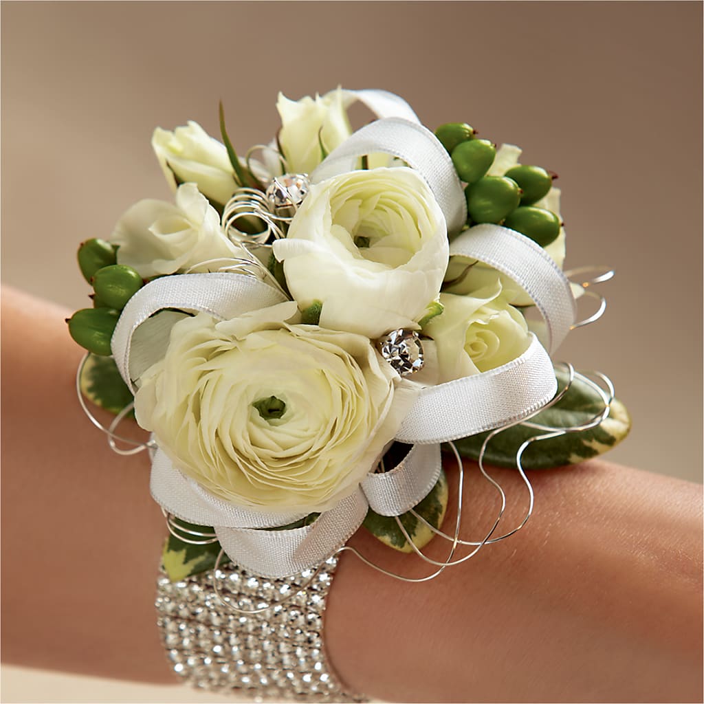 White Wedding Corsage – Unique Flowers And Wedding, Dania Beach FL