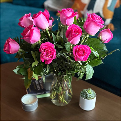 Long Stem Pink Rose Bouquet –  Unique Flowers And Wedding, Dania Beach FL
