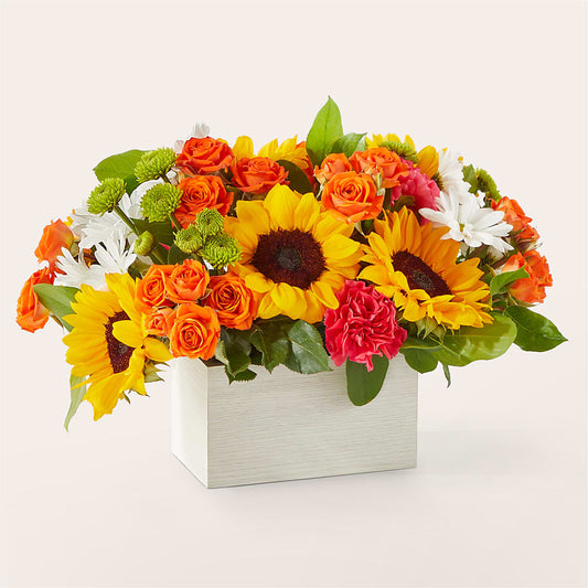 Sun-drenched Blooms Box Bouquet –  Unique Flowers And Wedding, Dania Beach FL