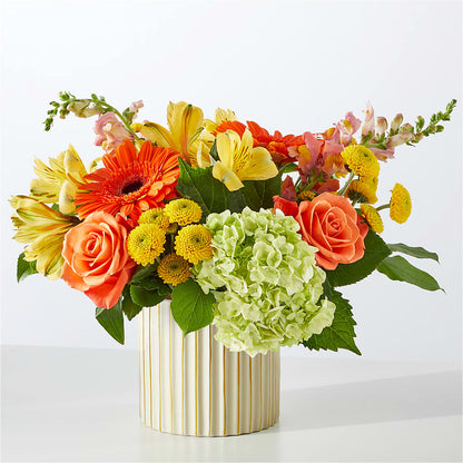 Autumn Sunshine Bouquet with Ivory Vase –  Unique Flowers And Wedding, Dania Beach FL
