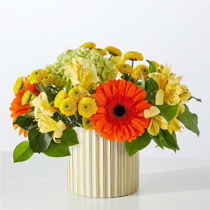 Autumn Sunshine Bouquet with Ivory Vase –  Unique Flowers And Wedding, Dania Beach FL