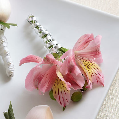 Pink Peruvian Lily Boutonniere –  Unique Flowers And Wedding, Dania Beach FL