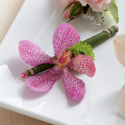 Pink Mokara Boutonniere –  Unique Flowers And Wedding, Dania Beach FL