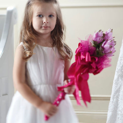 Sparkle Pink Flower Girl Bouquet –  Unique Flowers And Wedding, Dania Beach FL