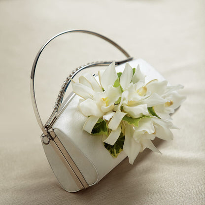 White Purse Decor –  Unique Flowers And Wedding, Dania Beach FL